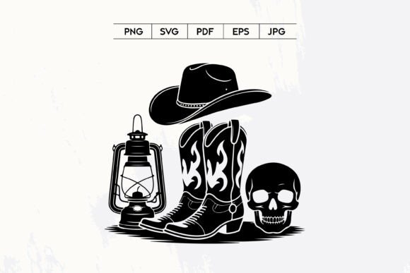 Cowboy Boots Hat Skull Western Icon Set Review for Real Projects