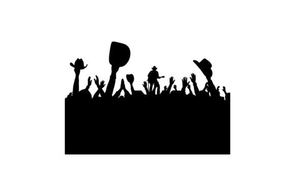 Cowboy Crowd Cheering at Sunset Vector I