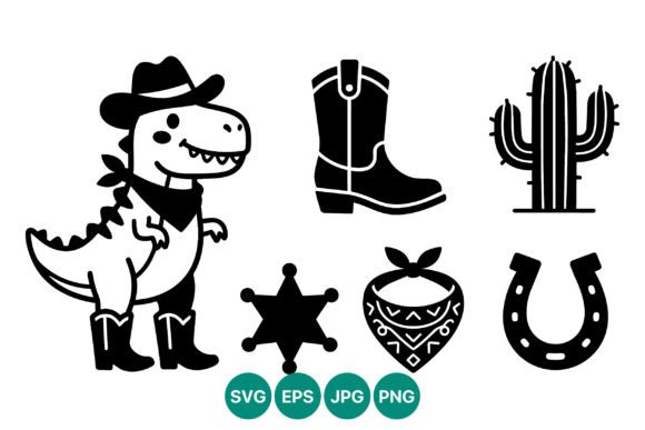 Cowboy Dinosaur Silhouette Western Icons Review