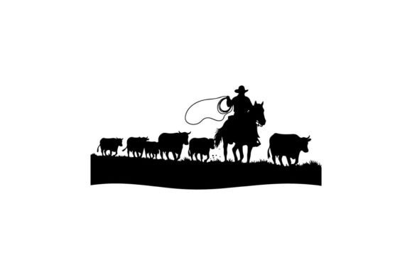 Review: Silhouette of Cowboy Herding Cattle at S