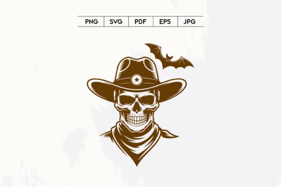 Skull Cowboy Hat Embroidery Design for Real Projects
