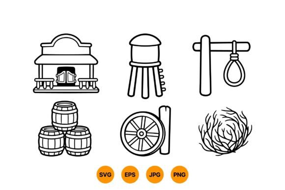 Western Saloon Icon Clipart: A Bold, Rustic Embroidery Design for Real Projects